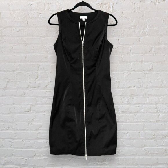 Cache Black Sleeveless Zip Front Sheath Dress Size 8 - Picture 3 of 7
